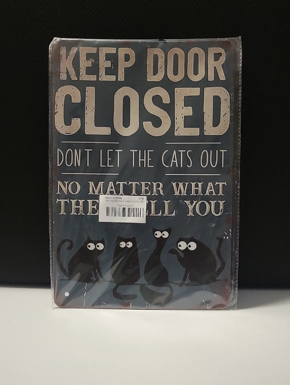Keep Door Closed - Black Cat Wall Sign